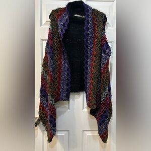 Soft Surroundings Taylor Textured Shag Vest Cardigan One Size Boho Artsy Hippie